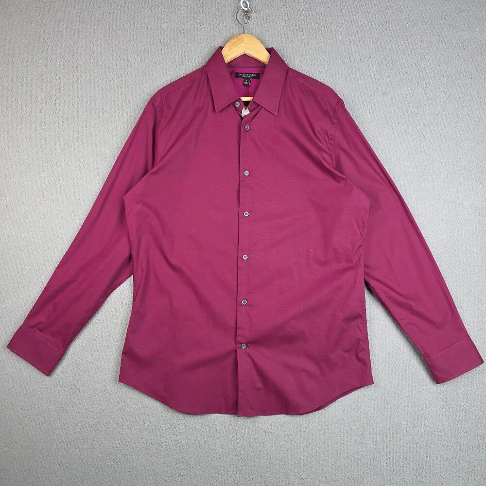 Banana Republic Shirt Mens‎ Size Large Burgundy Stretch Slim Fit Button Down NWT